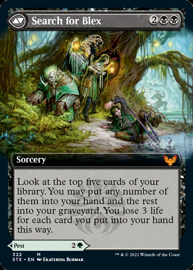 Blex, Vexing Pest // Search for Blex (Extended Art) [Strixhaven: School of Mages] - Rocket TCG
