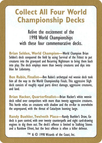 1998 World Championships Ad [World Championship Decks 1998] - Rocket TCG