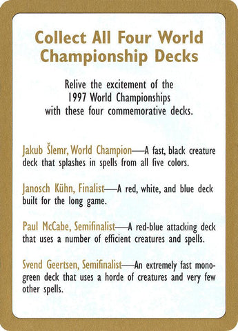 1997 World Championships Ad [World Championship Decks 1997] - Rocket TCG