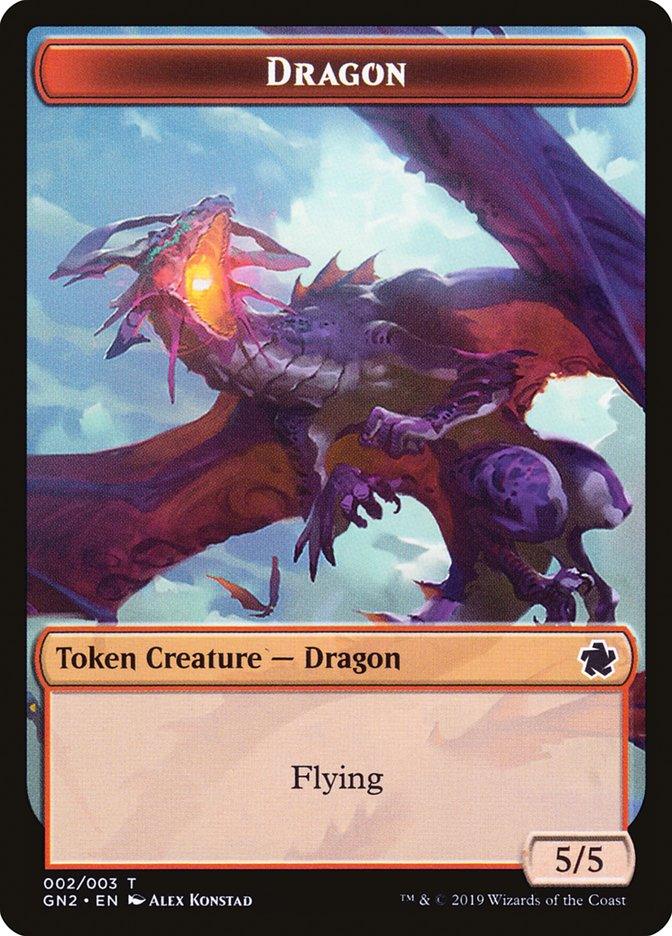 Dragon // Dinosaur Double-Sided Token [Game Night 2019 Tokens] - Rocket TCG