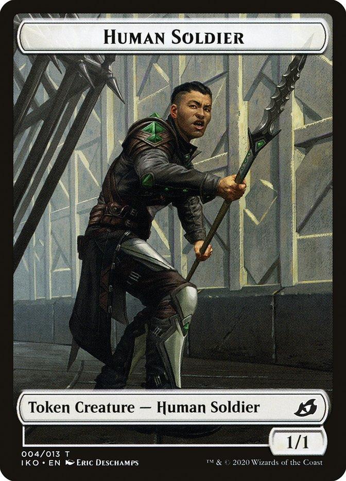 Dinosaur // Human Soldier (004) Double-sided Token [Ikoria: Lair of Behemoths Tokens] - Rocket TCG