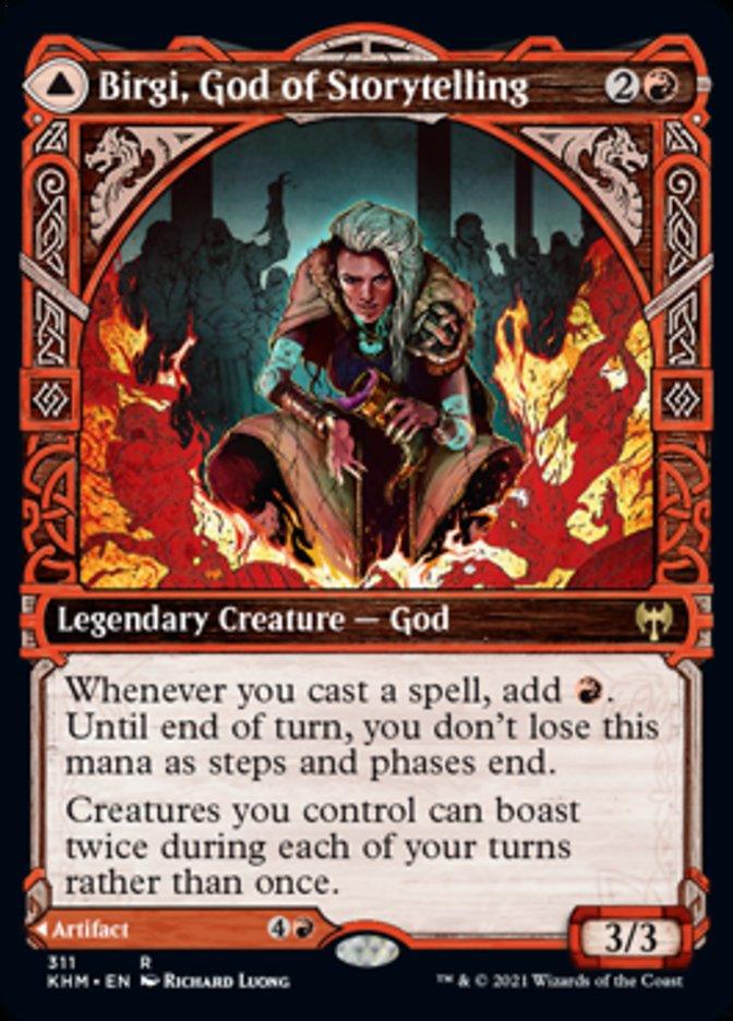 Birgi, God of Storytelling // Harnfel, Horn of Bounty (Showcase) [Kaldheim] - Rocket TCG