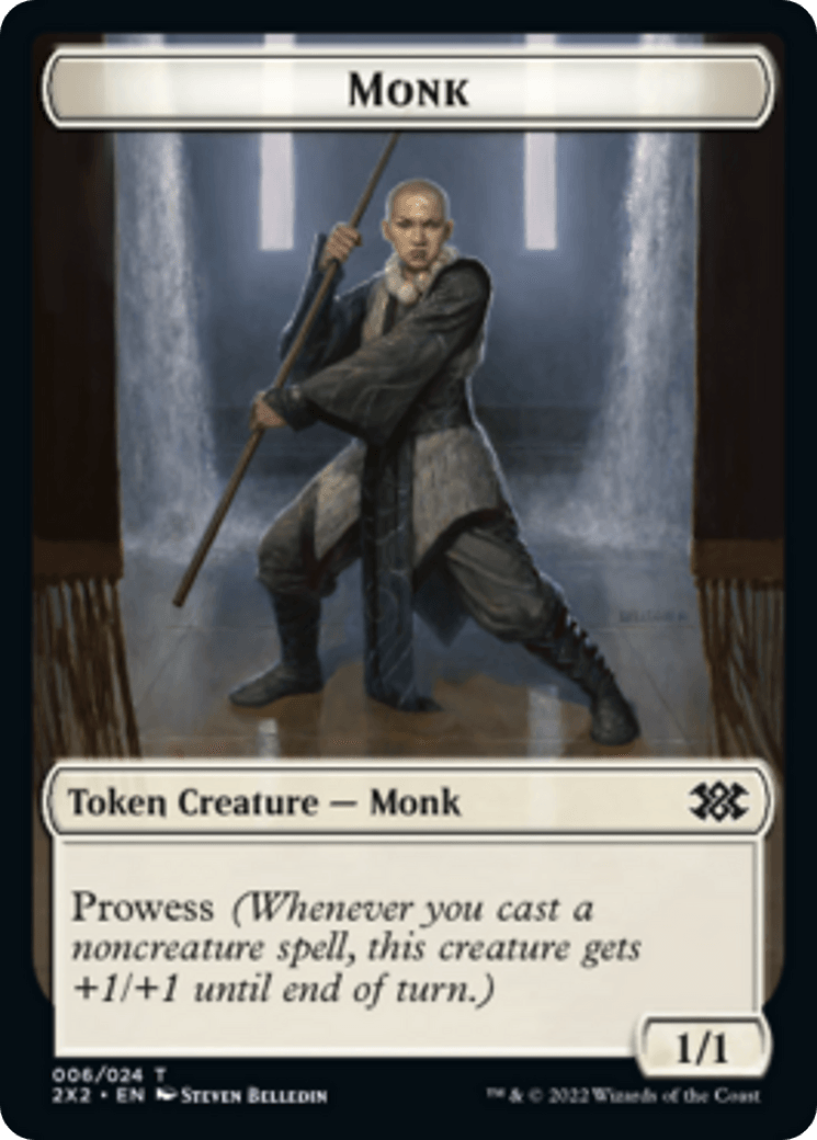 Cat Dragon // Monk Double-sided Token [Double Masters 2022 Tokens] - Rocket TCG