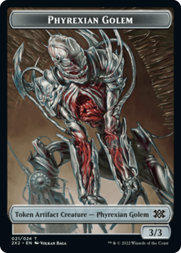 Drake // Phyrexian Golem Double-sided Token [Double Masters 2022 Tokens] - Rocket TCG
