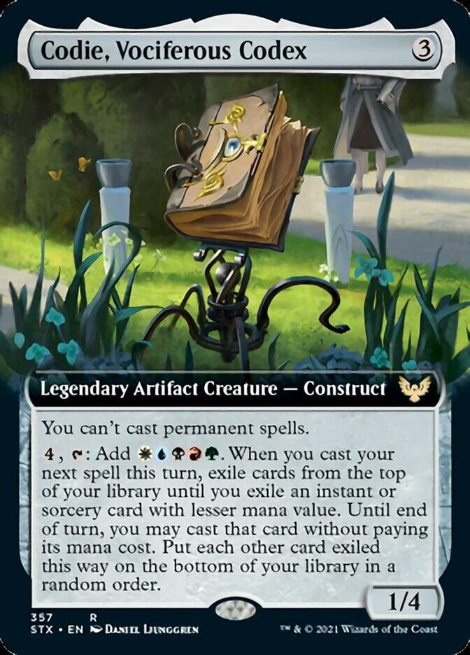 Codie, Vociferous Codex (Extended Art) [Strixhaven: School of Mages] - Rocket TCG