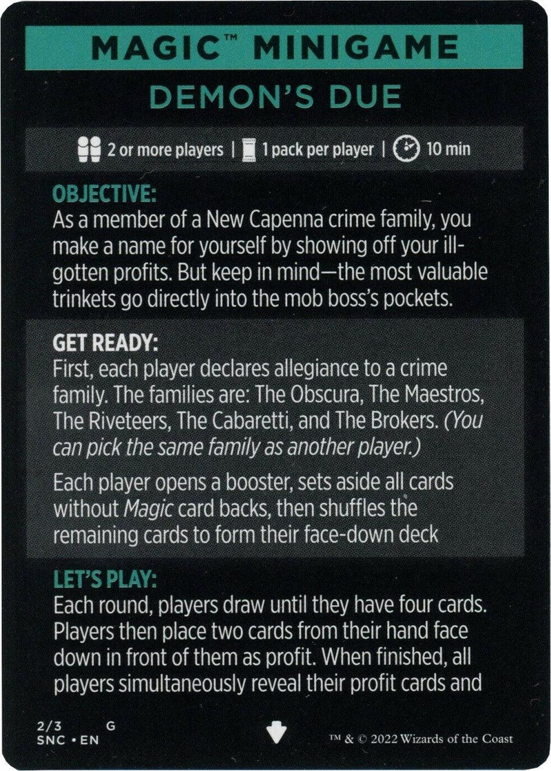 Demon's Due (Magic Minigame) [Streets of New Capenna Minigame] - Rocket TCG
