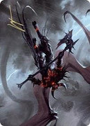 Burning-Rune Demon Art Card (Gold-Stamped Signature) [Kaldheim Art Series] - Rocket TCG