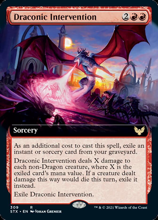 Draconic Intervention (Extended Art) [Strixhaven: School of Mages] - Rocket TCG
