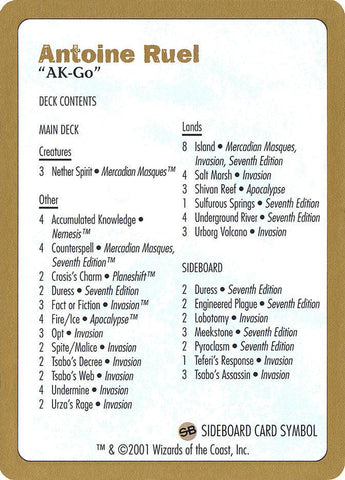 Antoine Ruel Decklist [World Championship Decks 2001] - Rocket TCG