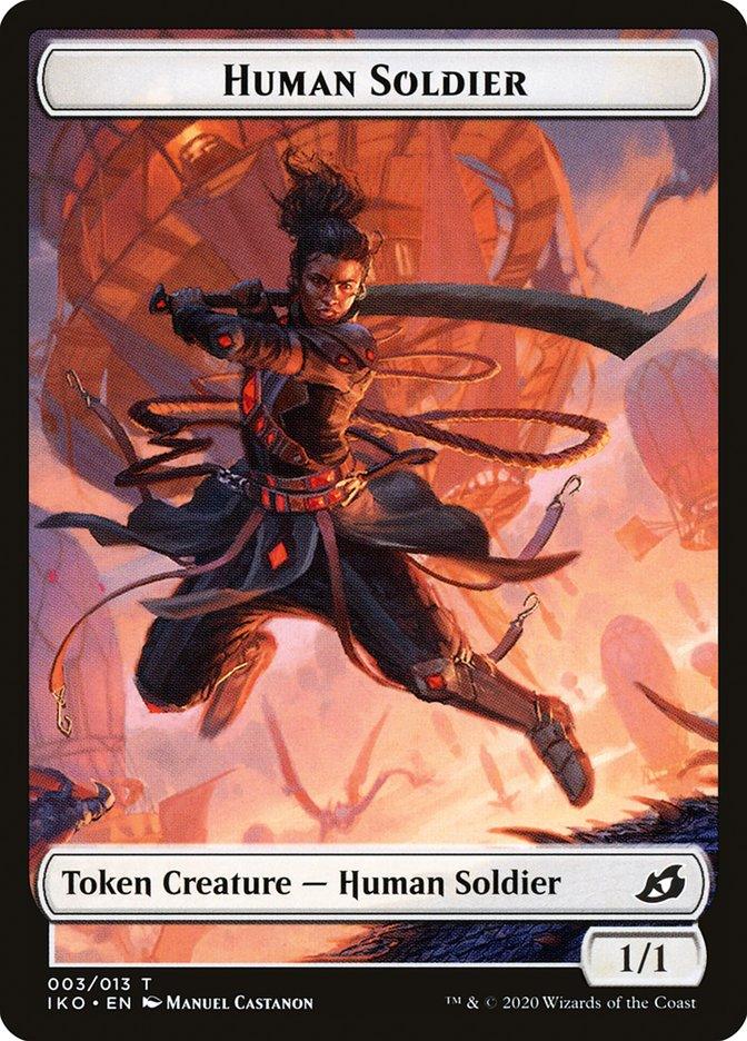 Dinosaur Beast // Human Soldier (003) Double-sided Token [Ikoria: Lair of Behemoths Tokens] - Rocket TCG